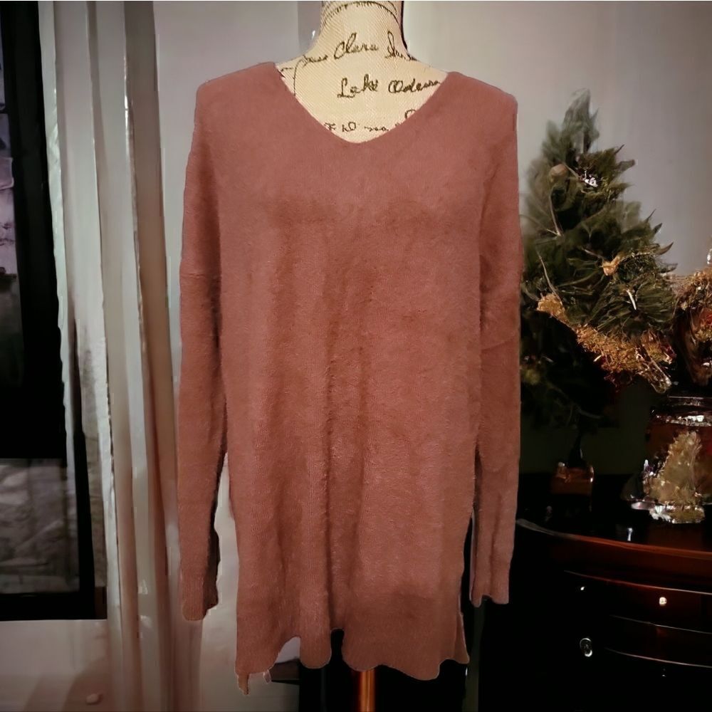 Women's Autumn/Winter Blended Knitted Sweater V-Neck Long Sleeve Size XL